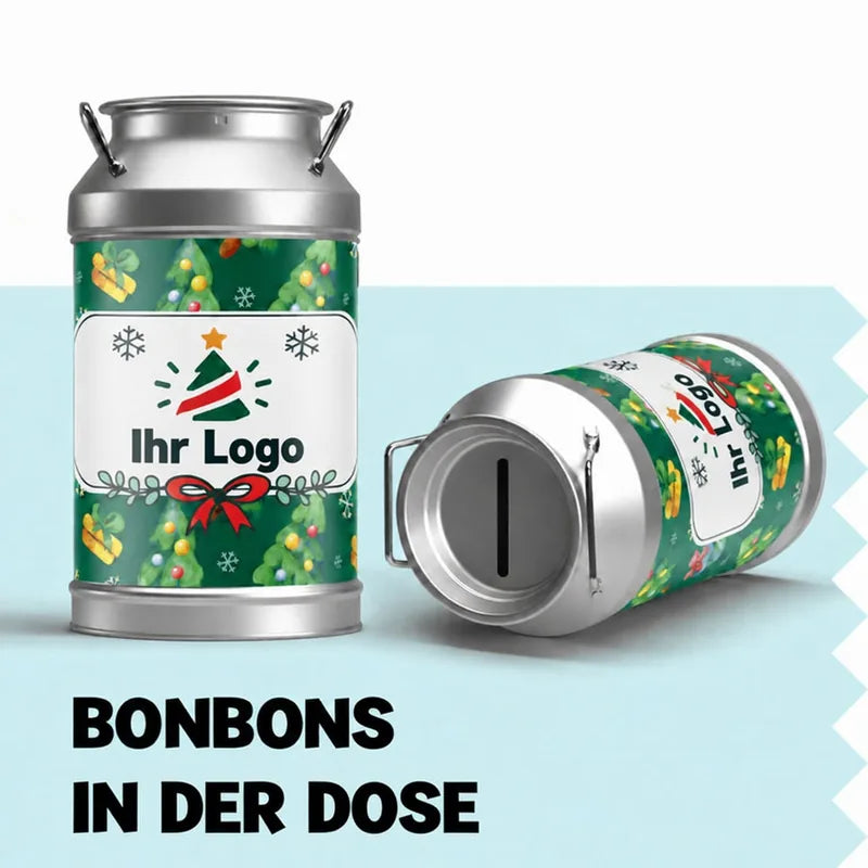 Weihnachtsdosen mit Logo und Text