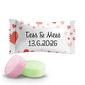 #B205E Fruitbonbons met eigen tekst voor bruiloften