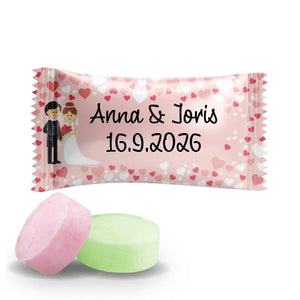 #B213E Fruitbonbons met eigen tekst voor bruiloften