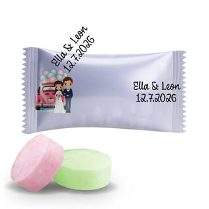 #B218E Fruitbonbons met eigen tekst voor bruiloften
