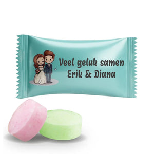 #B220E Fruitbonbons met eigen tekst voor bruiloften