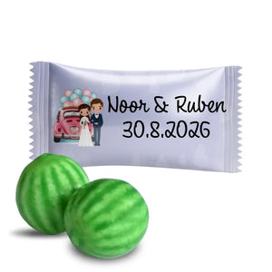 #B452E Kauwgom met eigen tekst voor bruiloften