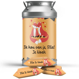 #B87E Karamelbonbons in blik met eigen tekst
