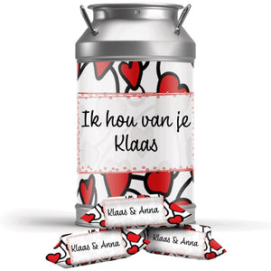 #N93L Karamelbonbons in blik met eigen tekst
