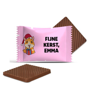 #3422 Mini chocolaatjes met eigen tekst – persoonlijk kerstcadeau