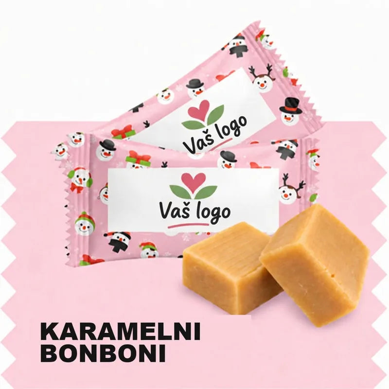 Karamelni bonboni Excellence z vašim logotipom – božični motiv