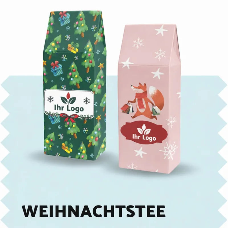 Weihnachtstee in der Schachtel mit eigenem Logo